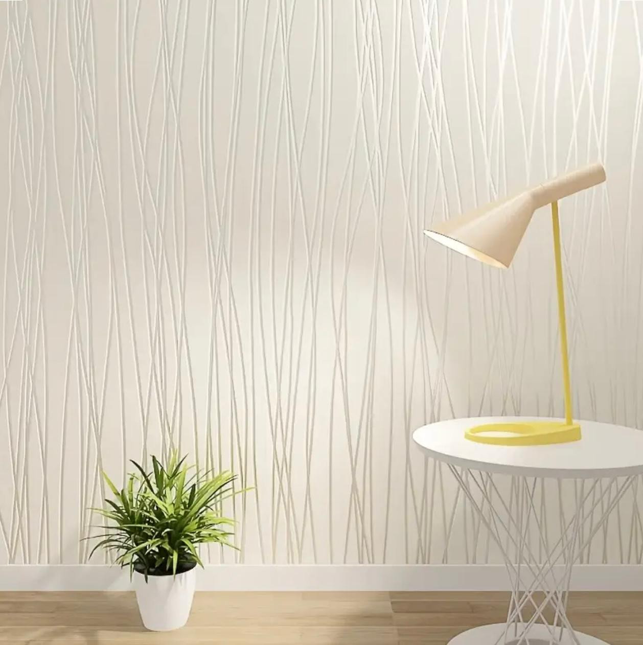 Un rouleau de papier peint à texture courbe 3D auto-adhésif de 52,98*1000,0 cm, à décoller et à coller