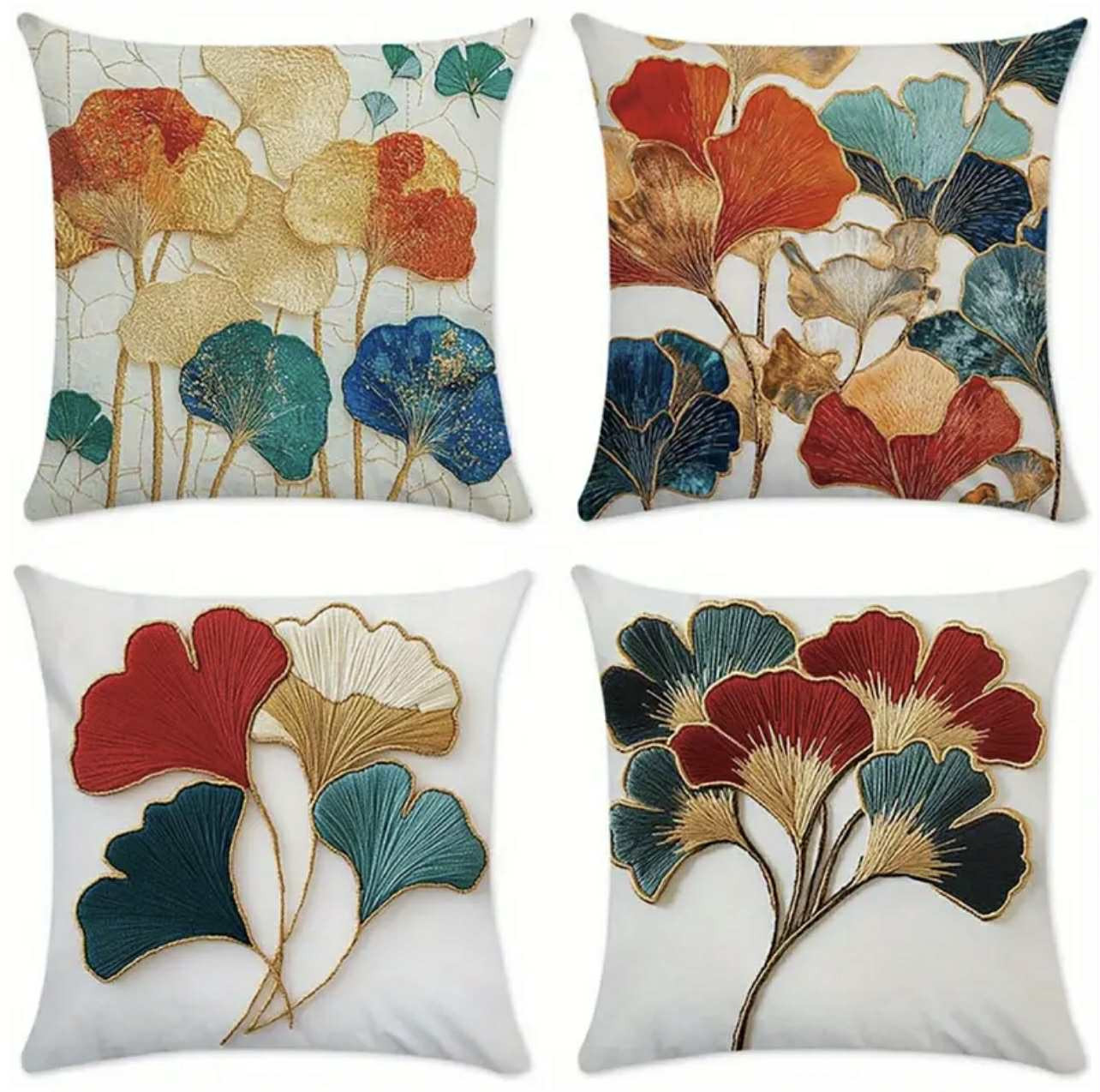 4 pcs Housses d'oreiller à motif de fleurs