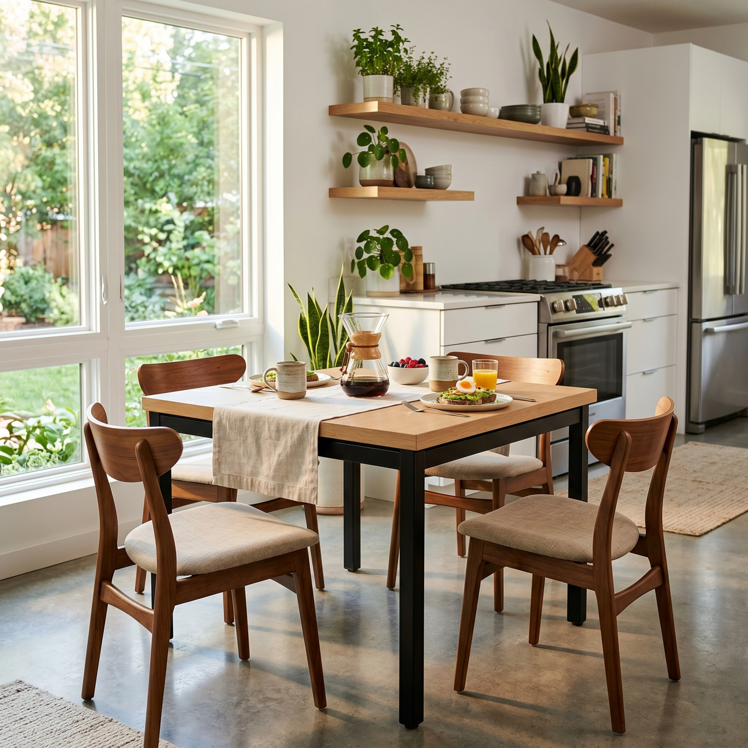 Table à manger moderne au design élégant avec structure métallique robuste