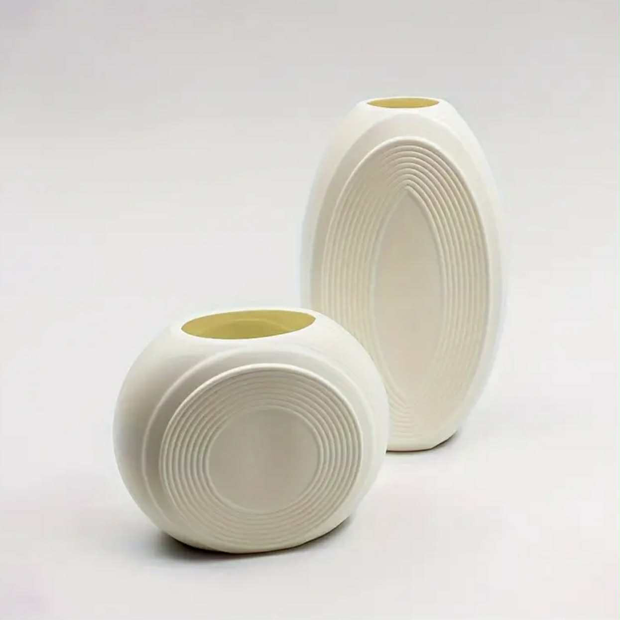Lot de 2 vases en plastique pour décoration intérieure – Vases en céramique de 2 tailles, porte-fleurs incassables de style nordique/industriel, vases décoratifs légers pour fleurs séchées/fraîches, c - Image 3