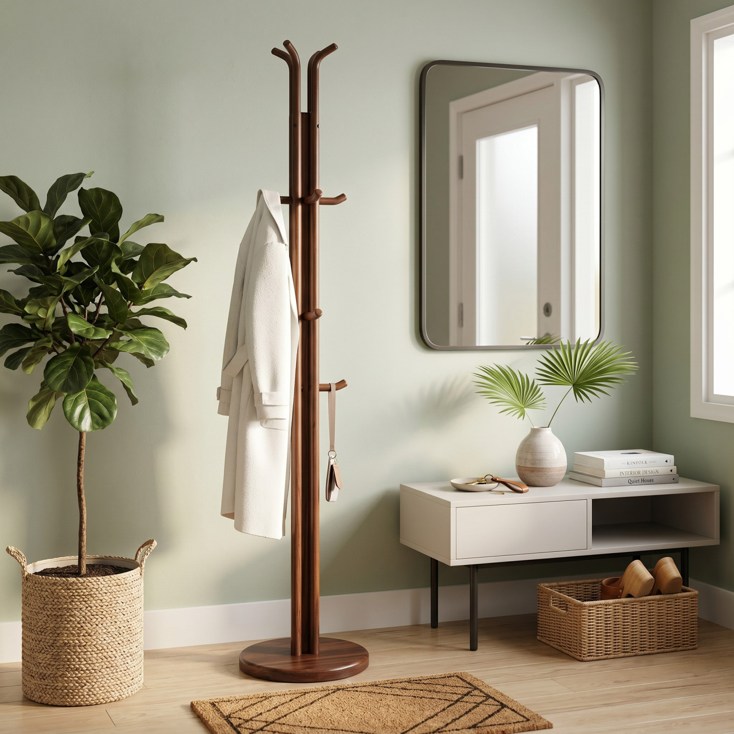 Porte-Manteau sur Pied en Bois Classique et Élégant