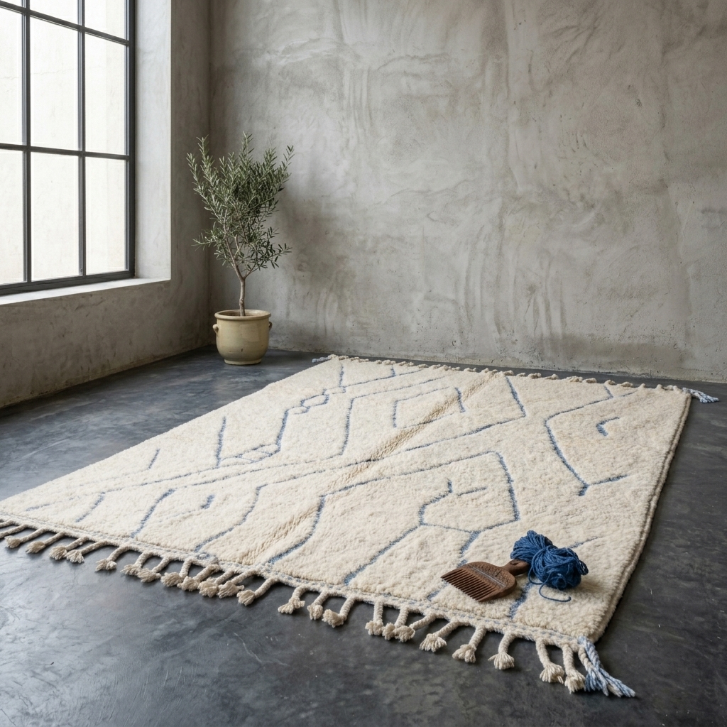 Tapis berbère avec lignes bleues
