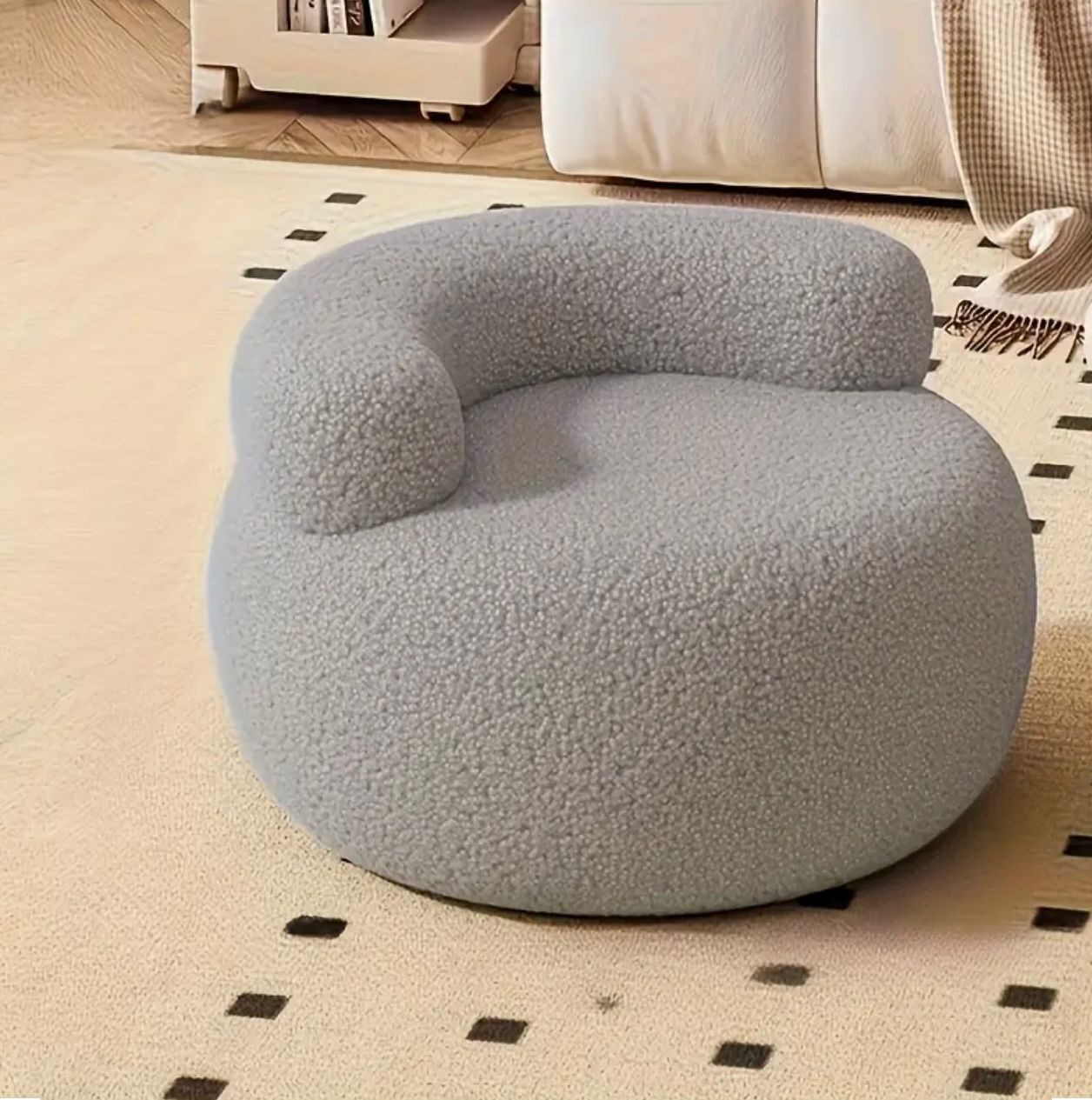Options de 4 couleurs Tabouret de canapé de style crème Accueil Petit tabouret Tabouret rond Mini chaise Table à langer simple Chaise à langer Chaise à dossier - Image 4