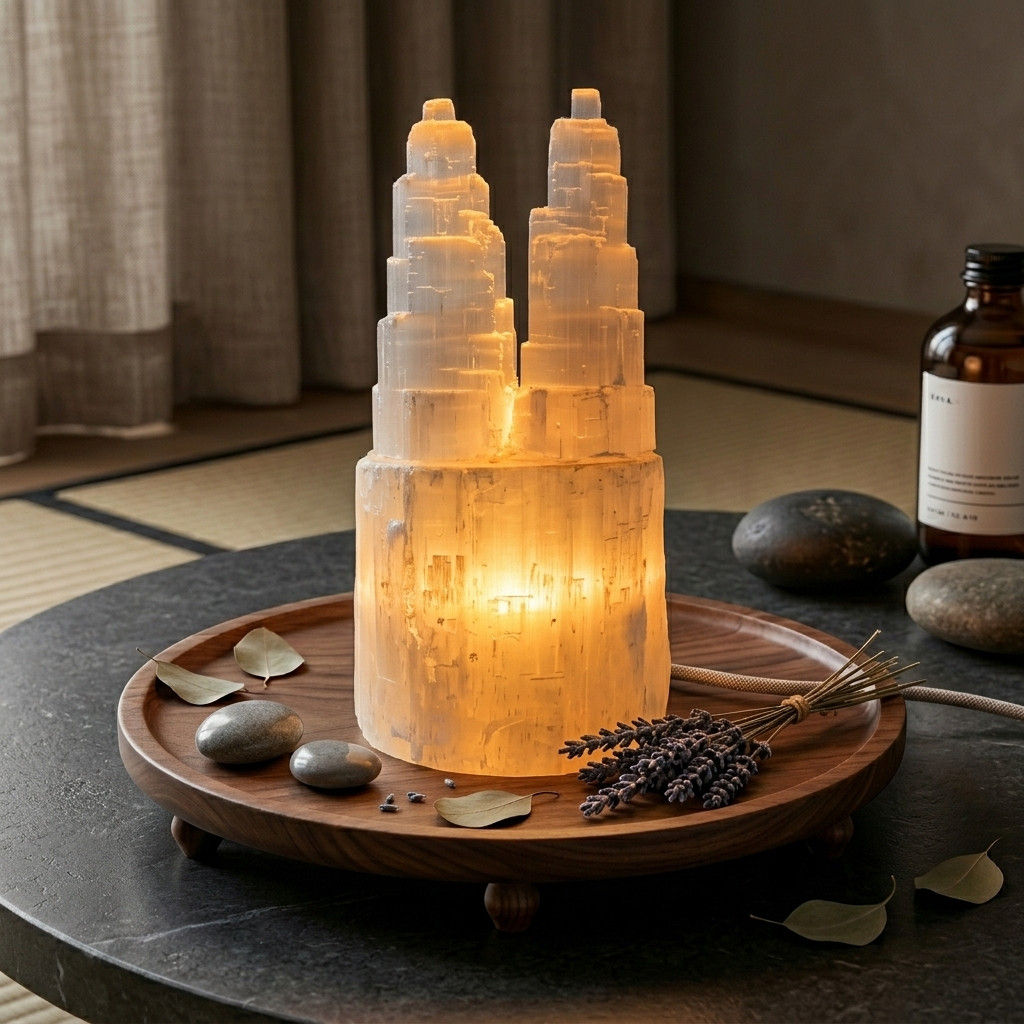 Lampe Double Tour en Sélénite